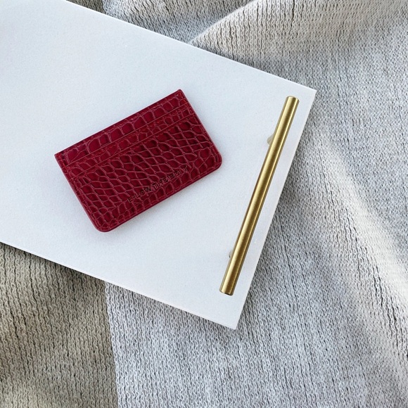 Red Vegan Leather Crocodile Card and ID Wallet - Picture 8 of 8